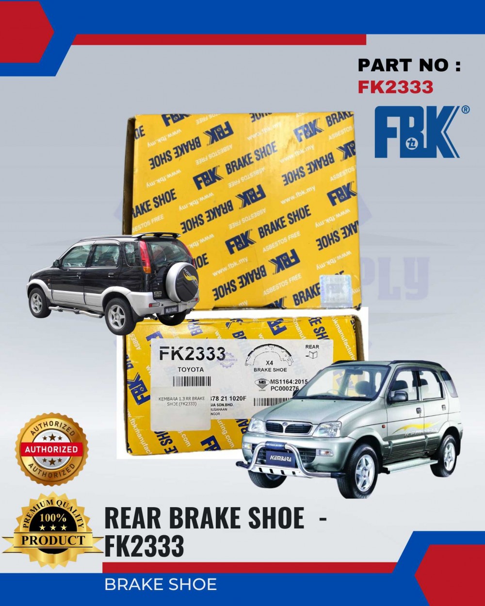 Rear Brake ShoePerodua KembaraFBKFK2333 FBK JCA AUTO SUPPLY